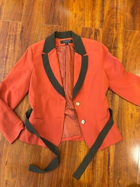Signature by Larry Levine Orange Blazer with Black Trim